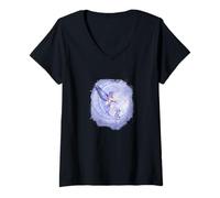 Femme Amy Brown Art, Moon Blue, Fée T-Shirt avec Col en V