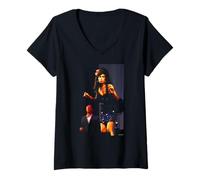 Femme Amy Winehouse Joue à Glastonbury 2008 Andy Willsher T-Shirt avec Col en V