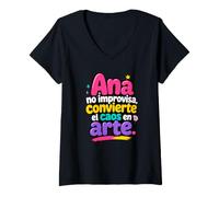 Femme Ana no improvisa, convierte el caos en Arte T-Shirt avec Col en V