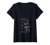 Femme Analogique Audio Design Électronique Synth Wave Art Synth Waveform T-Shirt avec Col en V