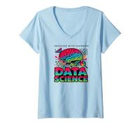 Femme Analyse de la Science des données cérébrales du réseau neuronal T-Shirt avec Col en V