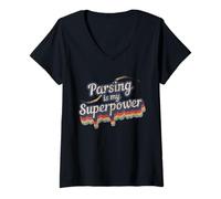 Femme Analyse est Mon Superpower Design Parsing T-Shirt avec Col en V