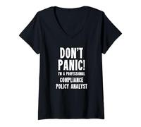 Femme Analyste des politiques de conformité T-Shirt avec Col en V