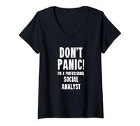 Femme Analyste Social T-Shirt avec Col en V