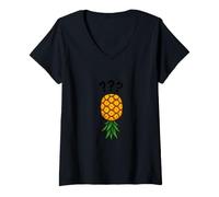 Femme Ananas confus avec questionnaire T-Shirt avec Col en V