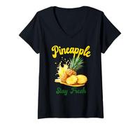 Femme Ananas Pineapple Stay Fresh T-Shirt avec Col en V