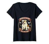 Femme Anatomie de Chien Flash de Tatouage American Bulldog T-Shirt avec Col en V
