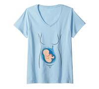 Femme Anatomie de Grossesse fœtus dans Utero OBGYN Sage-Femme T-Shirt avec Col en V
