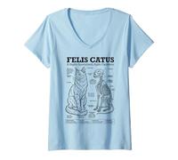 Femme Anatomie du Chat Felis Catus Squelette Drôle Science Diagramme T-Shirt avec Col en V