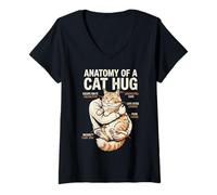 Femme Anatomie d'un Chat câlin drôle Amateur de Chat propriétaire de Chat T-Shirt avec Col en V