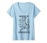 Femme Anatomie d'un chat, chaton parents amoureux des félins drôle T-Shirt avec Col en V