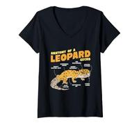 Femme Anatomie d'un léopard, Gecko, Reptile, Animal de Compagnie drôle T-Shirt avec Col en V