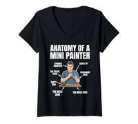 Femme Anatomie d'un Peintre Miniature Amateur drôle Art T-Shirt avec Col en V