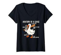 Femme Anatomie d'une oie mauvais yeux humour chaos T-Shirt avec Col en V