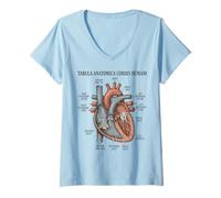 Femme Anatomie Humaine Diagramme Cardiaque Système cardiovasculaire T-Shirt avec Col en V