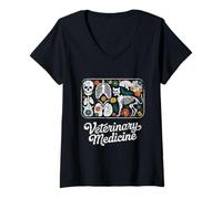 Femme Anatomie vétérinaire Florale Animal Vet Tech T-Shirt avec Col en V