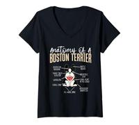 Femme Anatomy of A Boston Terrier T-Shirt avec Col en V