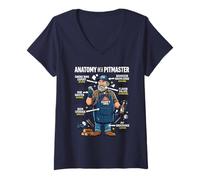 Femme Anatomy of A Pitmaster Grillmaster Barbecue Amusant Grillmaster T-Shirt avec Col en V