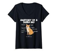 Femme Anatomy Of A Shiba Inu T-Shirt avec Col en V