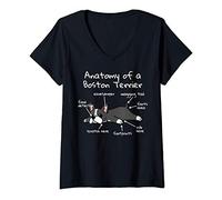 Femme Anatomy Of A Terrier De Boston Chien T-Shirt avec Col en V