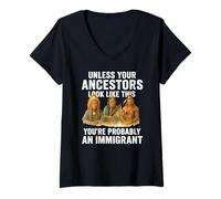 Femme Ancêtres amérindiens Immigrant vérité indigène migra T-Shirt avec Col en V