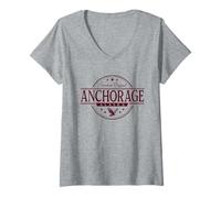 Femme Anchorage Alaska - Étiquette Anchorage AK T-Shirt avec Col en V