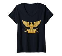 Femme Ancien Aigle légionnaire Romain SPQR Saturnales de Noël T-Shirt avec Col en V