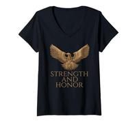 Femme Ancien Aigle Romain Steampunk - Histoire Alternative de Rome T-Shirt avec Col en V