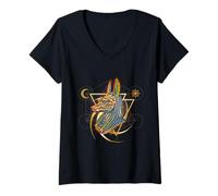 Femme Ancienne Egypte Hiéroglyphe Dieu égyptien Anubis T-Shirt avec Col en V
