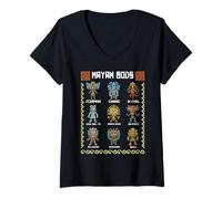 Femme Anciens dieux mayas civilisation aztèque mythologie divinités T-Shirt avec Col en V