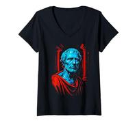 Femme Ancient Philosopher Bust Stoic Roman Greek Wisdom T-Shirt avec Col en V
