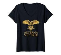 Femme Ancient Roman Eagle - Aeterna Victrix - SPQR Rome Aquila T-Shirt avec Col en V