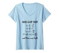 Femme and God Said and There Was Light Maxwell Équations Physique T-Shirt avec Col en V