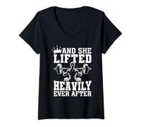 Femme and She Lifted Heavily Ever After Workout T-Shirt avec Col en V