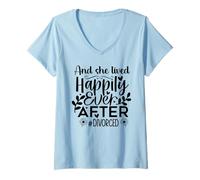 Femme and She Lived Happily Ever After Divorced in My Divorced Era T-Shirt avec Col en V
