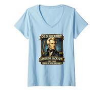 Femme Andrew Jackson Old Hickory Président Histoire T-Shirt avec Col en V