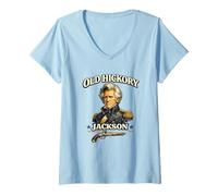 Femme Andrew Jackson Old Hickory Présidentiel Portrait T-Shirt avec Col en V