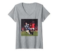Femme Andy Cole Manchester United Porto Champions League Football T-Shirt avec Col en V