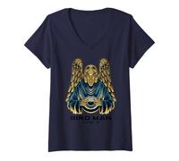 Femme Ange céleste Gamer avec Manette dans Ambiance sacrée T-Shirt avec Col en V