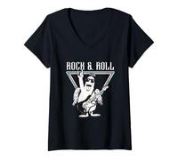 Femme Ange de Guitare ailé Rock & Roll T-Shirt avec Col en V