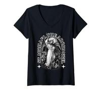 Femme Ange de Justice Protecteur de l'archange Saint Michel T-Shirt avec Col en V