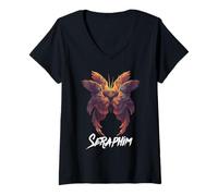 Femme Ange séraphin bibliquement précis Archange Bible catholique T-Shirt avec Col en V