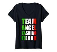 Femme Angel Tashiro Fierro The Mexican Style Boxing Tijuana México T-Shirt avec Col en V