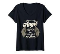 Femme Angel Wings Heaven Nana funéraire pour grand-mère T-Shirt avec Col en V