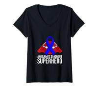 Femme Angelman's Syndrome Superhero Survivor Warrior Fighter T-Shirt avec Col en V