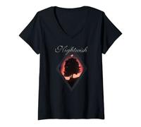 Femme Angels Fall First (couverture d'album + logo Nightwish ) T-Shirt avec Col en V