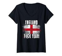 Femme Angleterre Fuck Yeah ! - Une fierté Anglaise Amusante T-Shirt avec Col en V