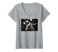 Femme Angus Young ACDC Back Street Crawler Tour par Dick Barnatt T-Shirt avec Col en V