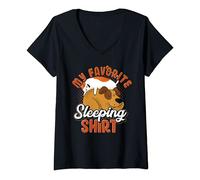 Femme Animal De Compagnie Chien Endormi Chat Pyjama Dormir T-Shirt avec Col en V