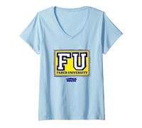 Femme Animal House FU Block Letter T-Shirt avec Col en V